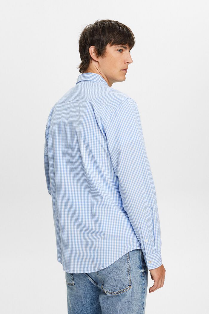 Vichy button-down shirt, 100% cotton, BRIGHT BLUE, detail image number 3