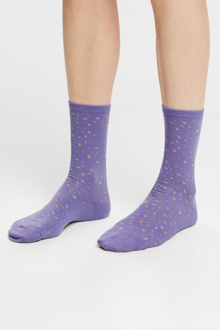 Printed Knit Socks, LILAC, detail image number 1