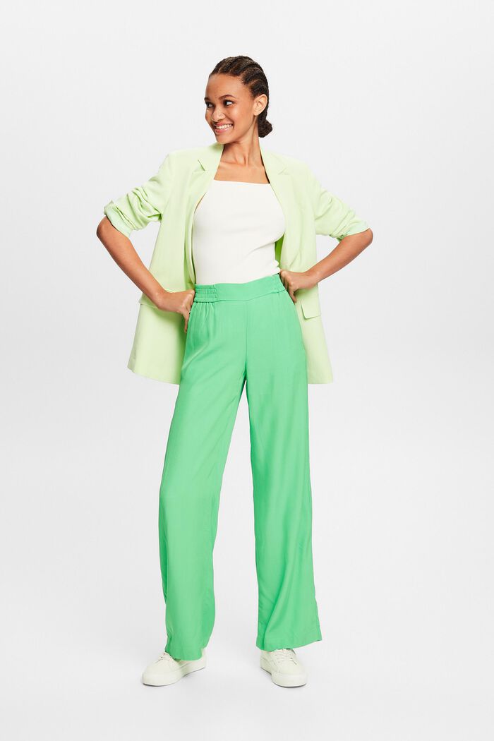 Twill Wide Pull-On Pants, CITRUS GREEN, detail image number 1