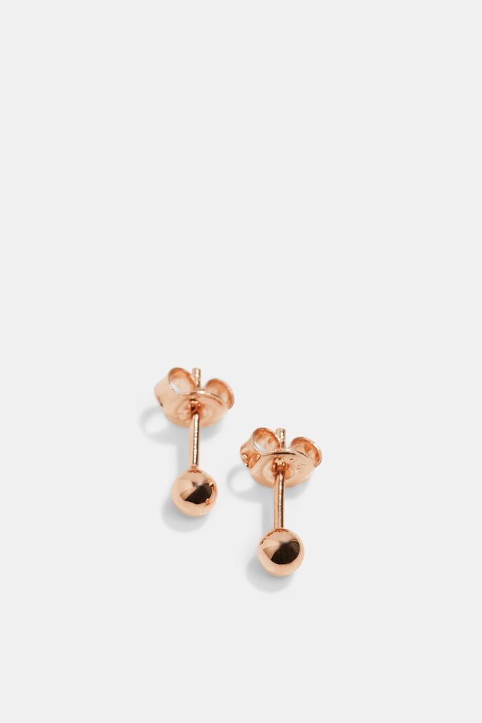Set of two stud earrings in sterling silver, ROSEGOLD, detail image number 3