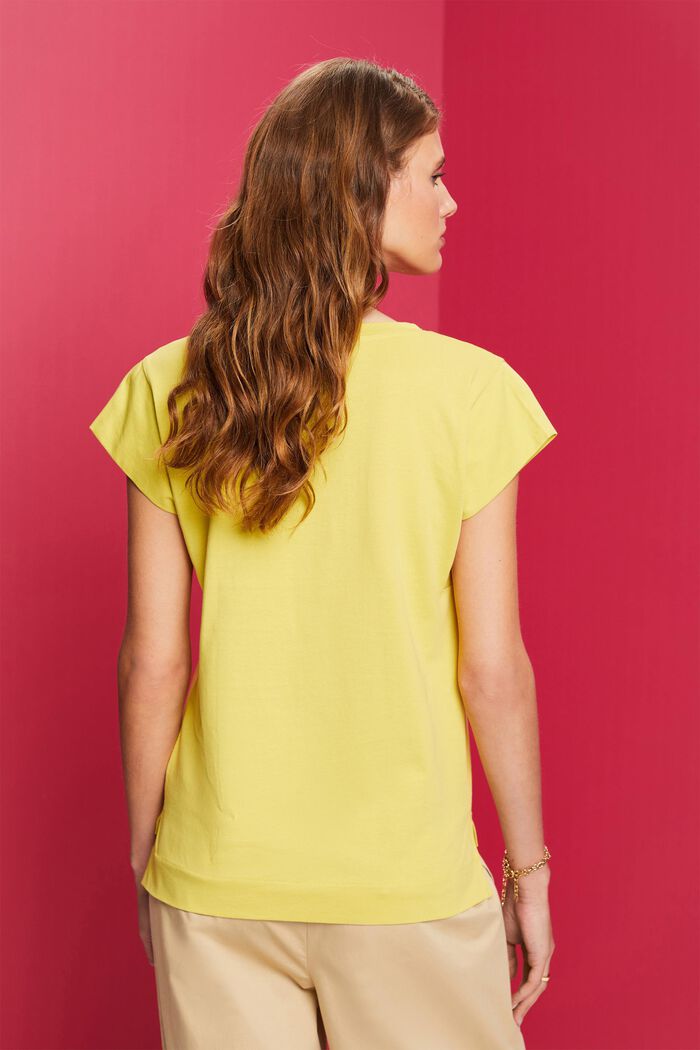 Tone-in-tone print t-shirt, 100% cotton, DUSTY YELLOW, detail image number 3