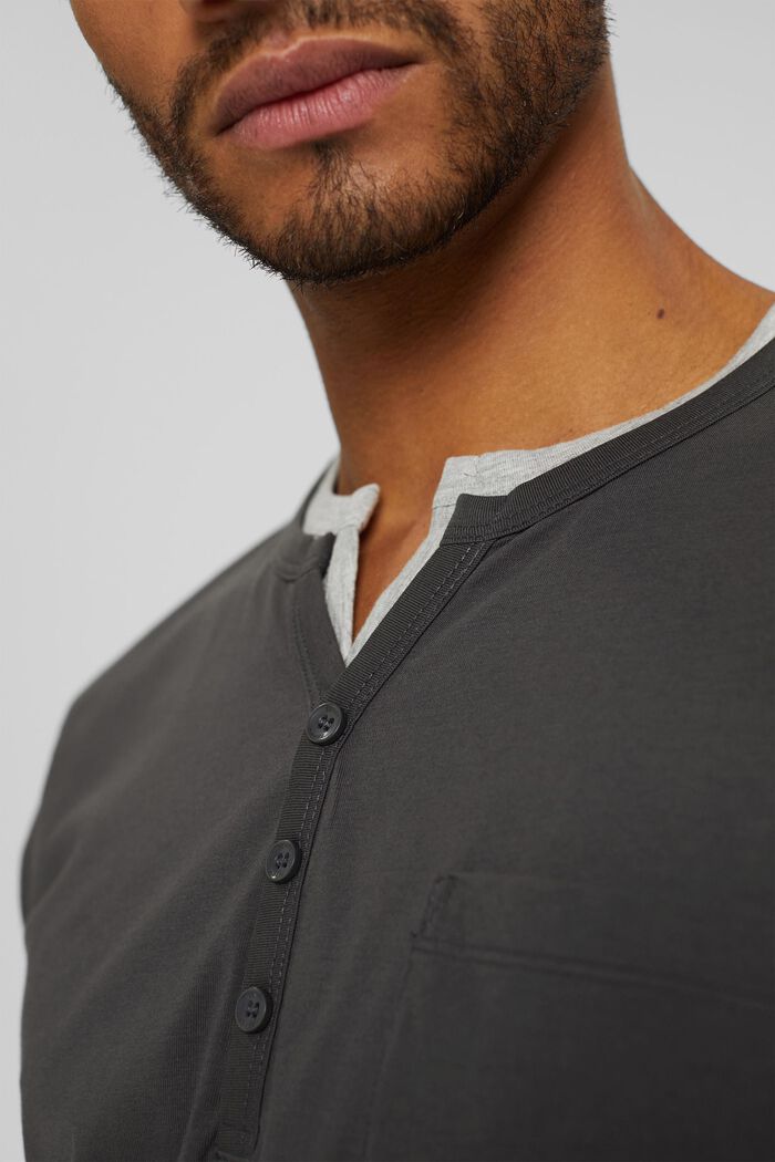 Jersey T-shirt with layered details, DARK GREY, detail image number 1