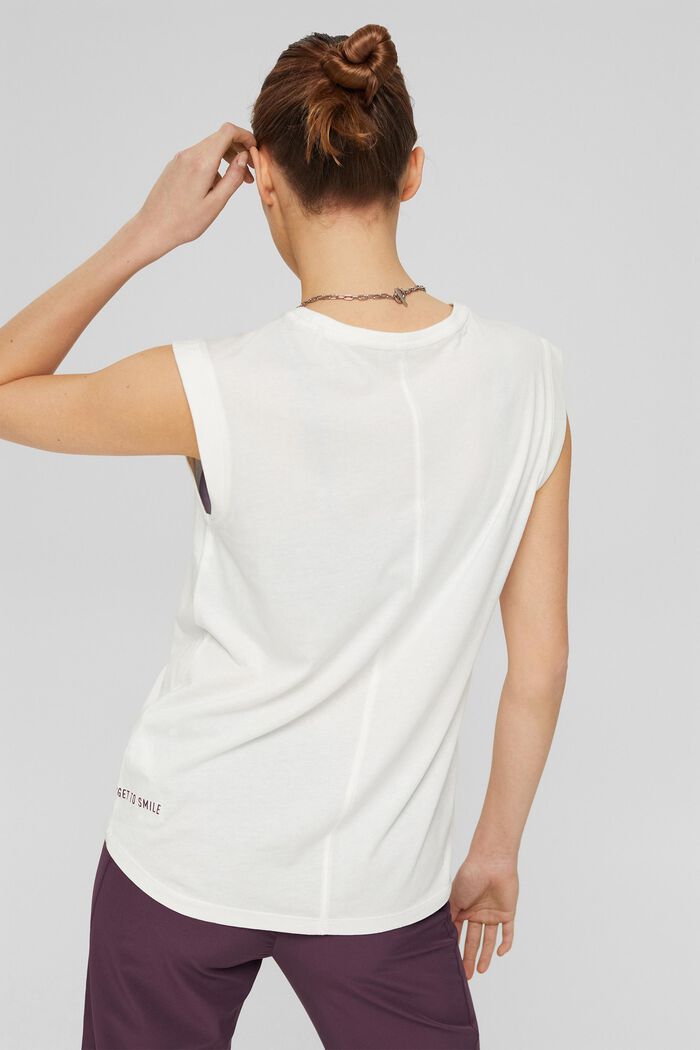 Sleeveless active top, blended organic cotton, OFF WHITE, detail image number 3