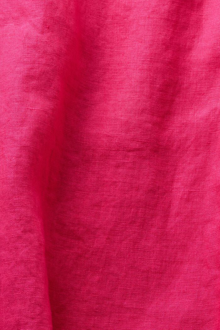 Linen Belted Wide Leg Pants, PINK FUCHSIA, detail image number 6