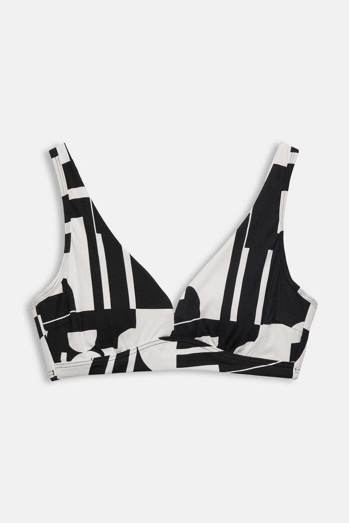 Padded bikini top with retro print for big cups, BLACK, detail image number 0