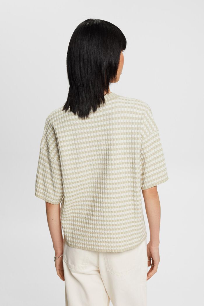 Ribbed short sleeve sweater with stripes, DUSTY GREEN, detail image number 3