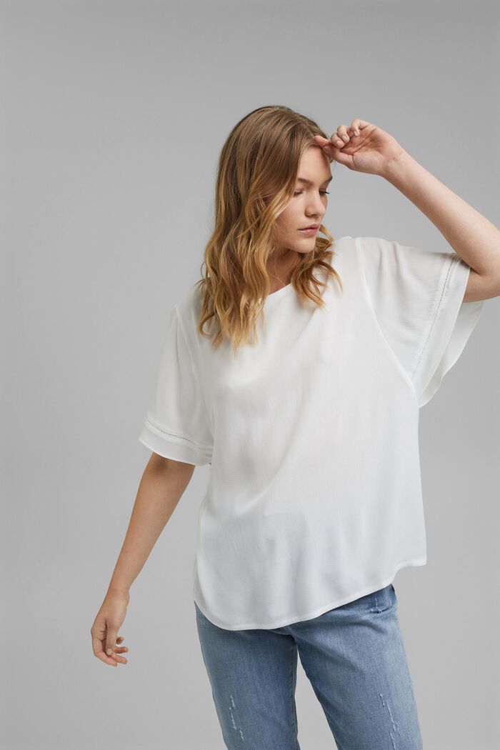 Short sleeve blouse made of LENZING™ ECOVERO™, OFF WHITE, detail image number 5