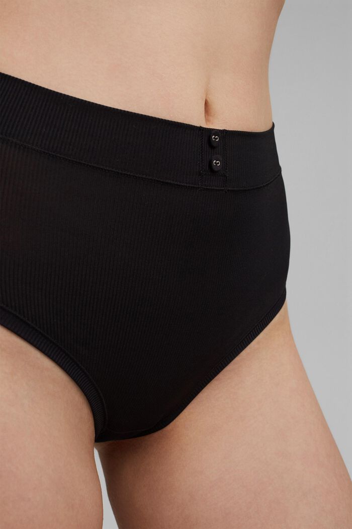 Recycled: high-waisted briefs in fine rib fabric, BLACK, detail image number 2