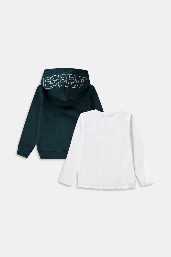 Set: long sleeve top and sweatshirt jacket, 100% cotton