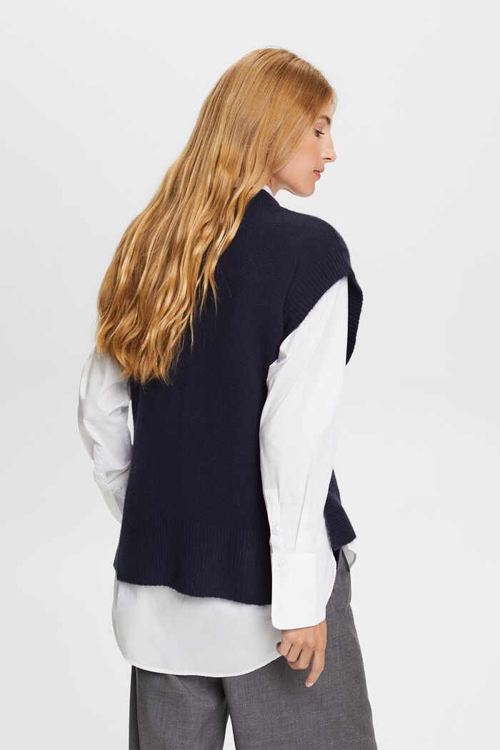 Wool Blend Knit Vest, NAVY, detail image number 4