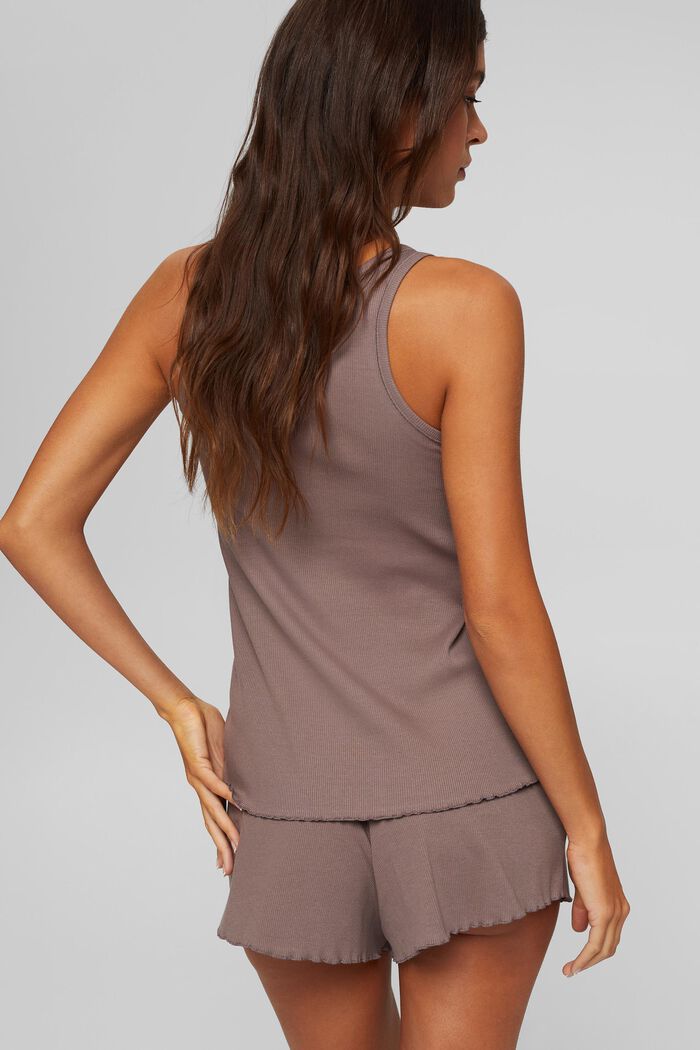 Ribbed cotton vest, TAUPE, detail image number 1