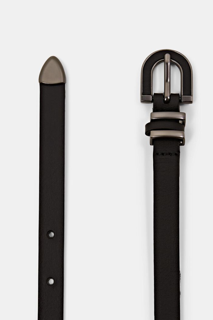 Slim Leather Belt, BLACK, detail image number 1