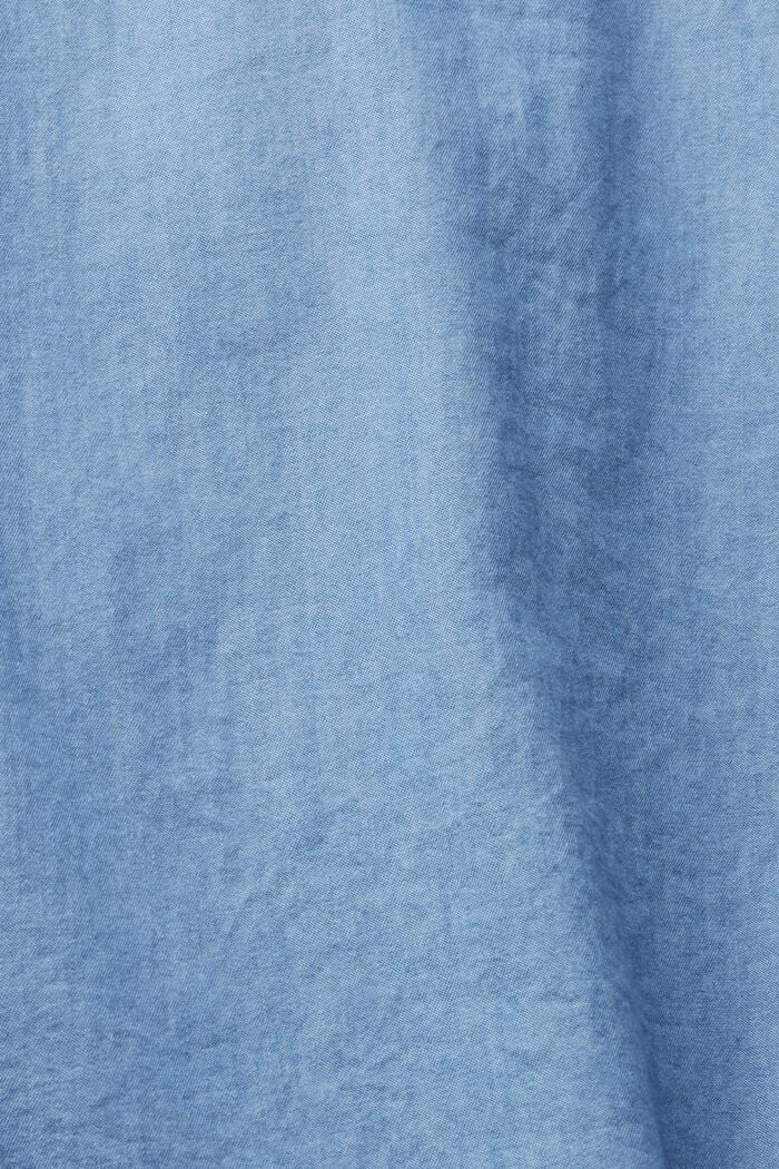 Short-sleeved blouse in a denim look, BLUE MEDIUM WASHED, detail image number 4
