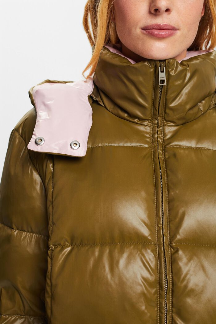 Recycled: puffer jacket with down, DARK KHAKI, detail image number 3