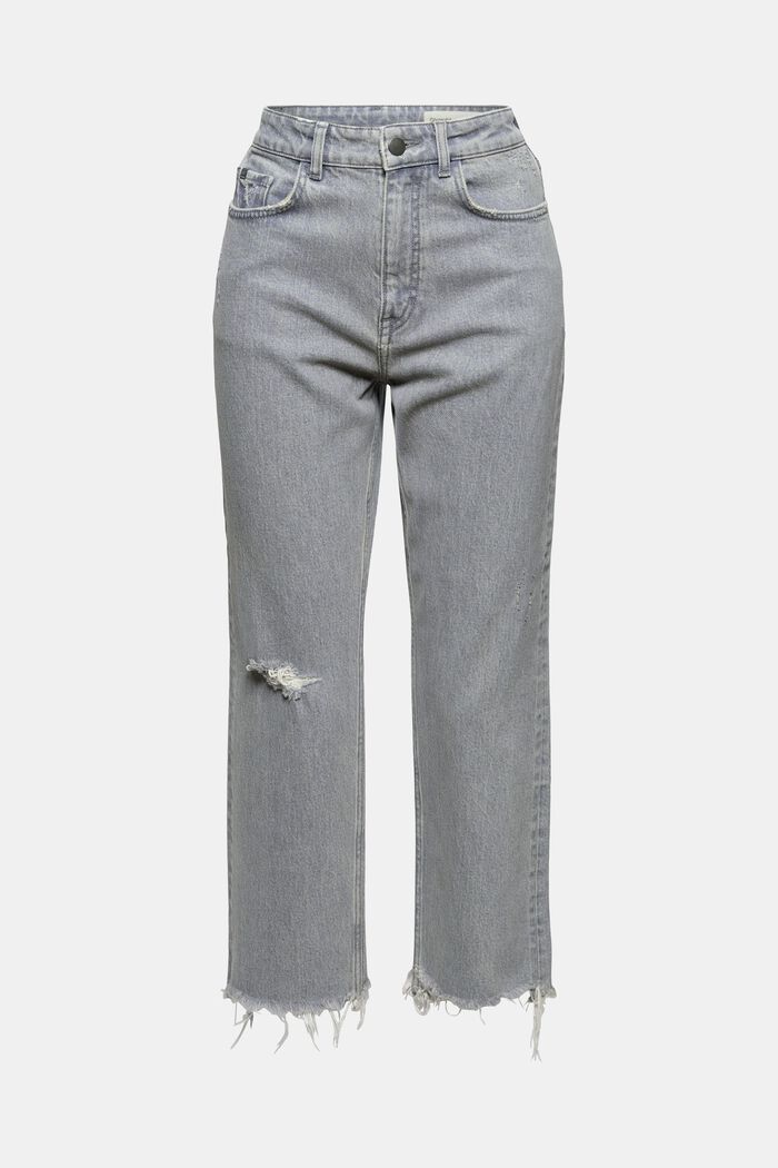 Cropped distressed jeans, organic cotton