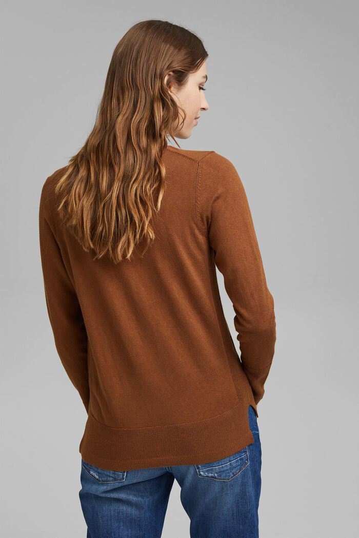 V-neck jumper containing organic cotton, TOFFEE, detail image number 3