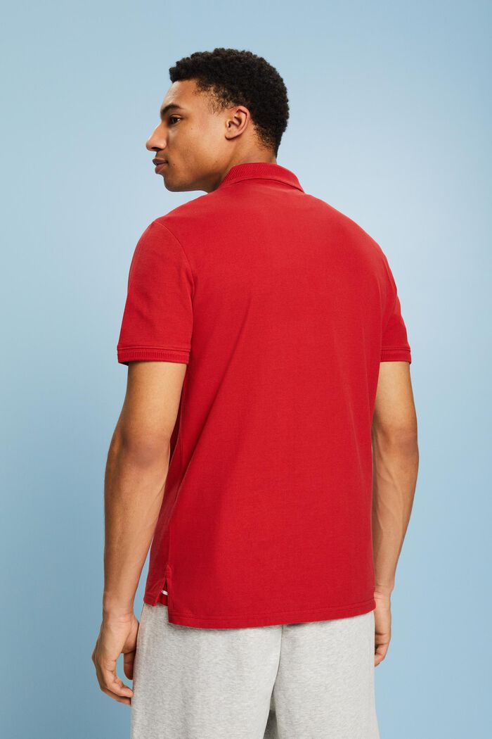 Pima Cotton Piqué Polo Shirt, DARK RED, detail image number 2
