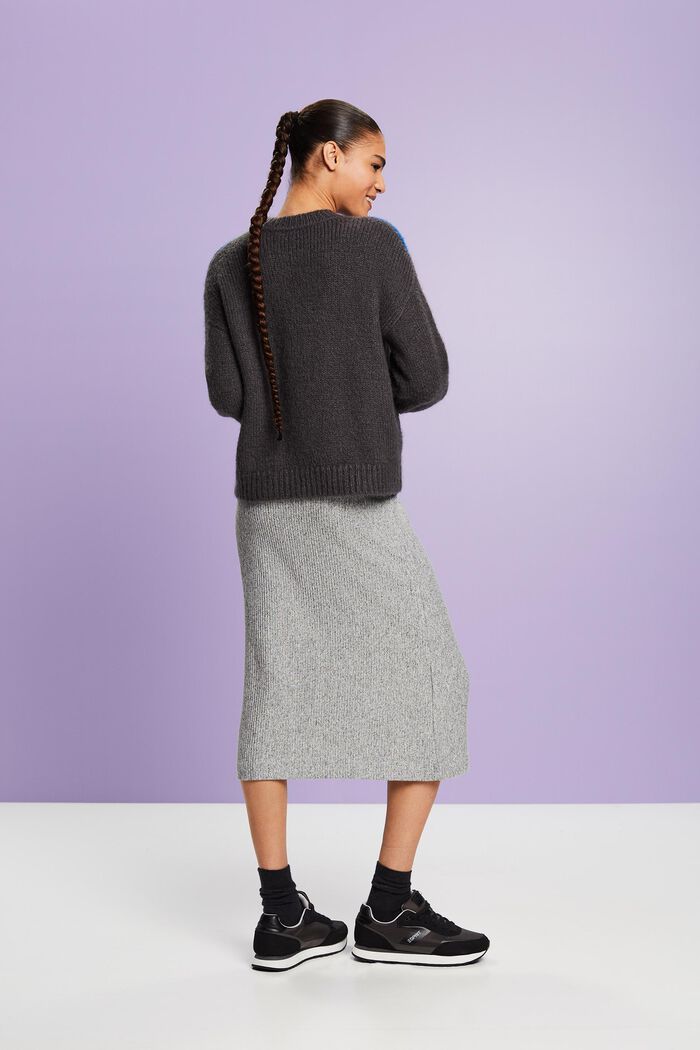 Rib-Knit Midi Skirt, GREY, detail image number 2
