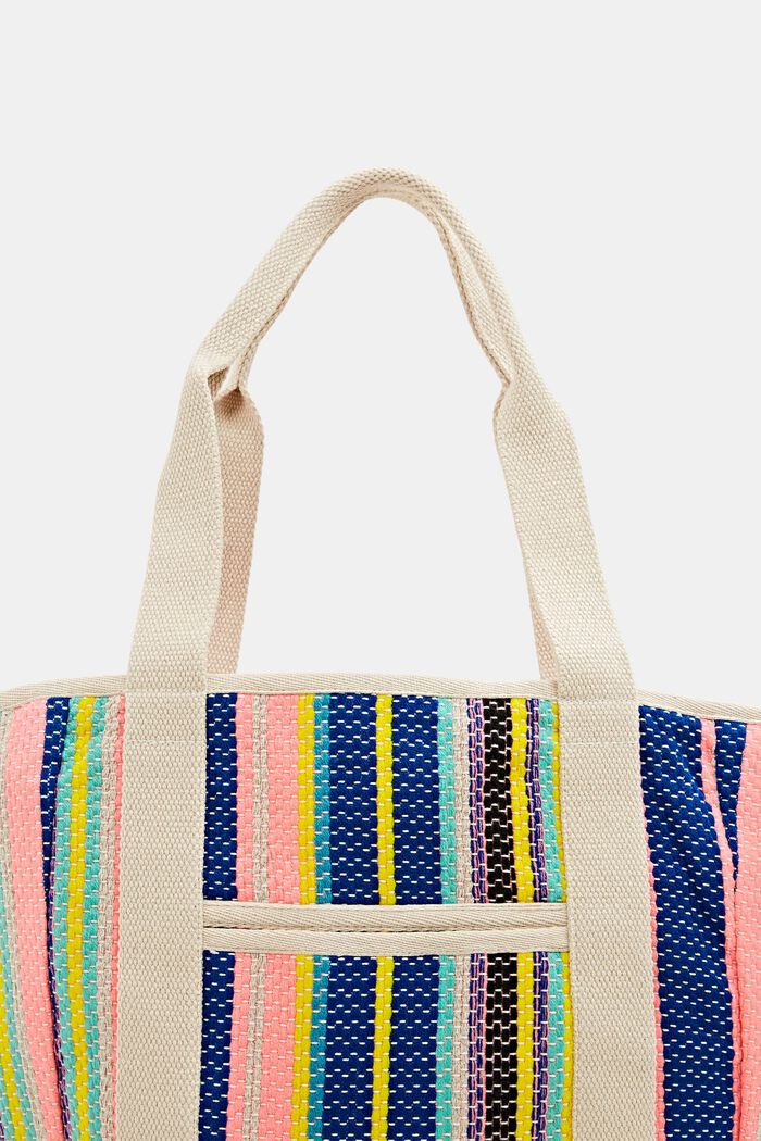Colourfully striped shopper, CORAL, detail image number 3