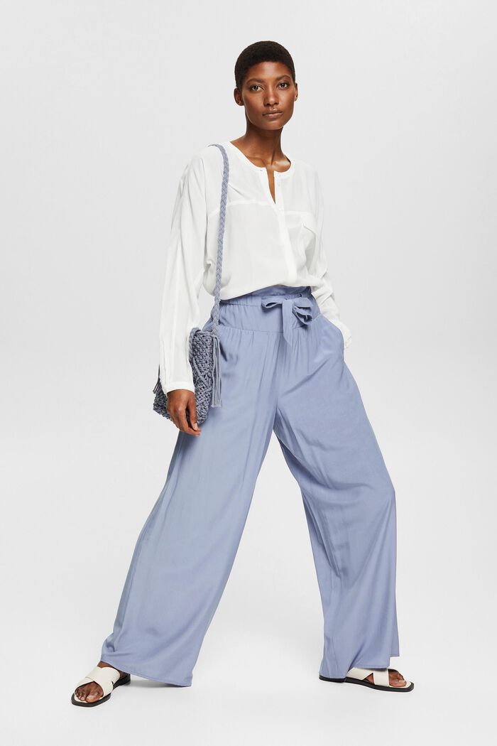 Trousers with a wide leg, made of LENZING™ ECOVERO™, LIGHT BLUE LAVENDER, detail image number 1