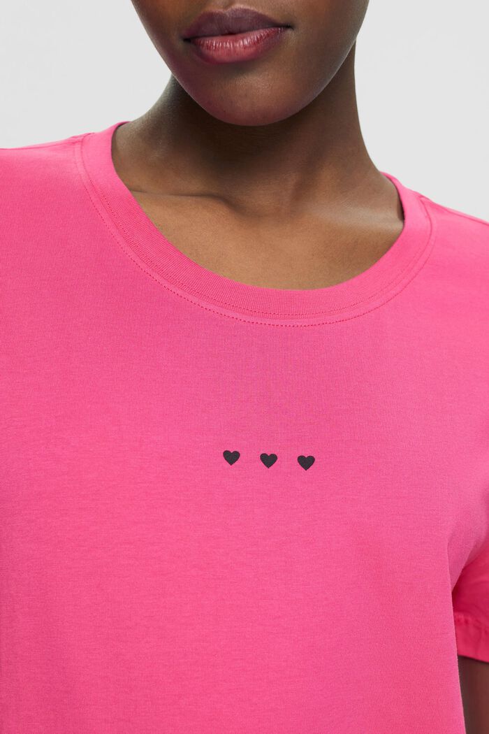 T-shirt with heart print, PINK FUCHSIA, detail image number 2