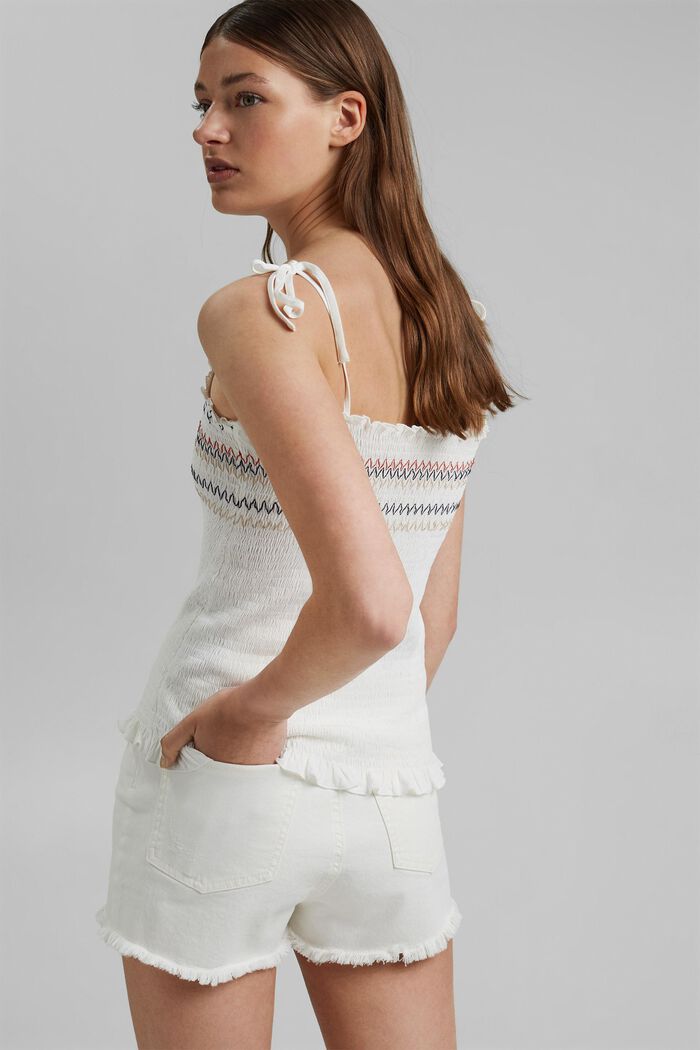 Smocked top made of LENZING™ ECOVERO™, OFF WHITE, detail image number 3