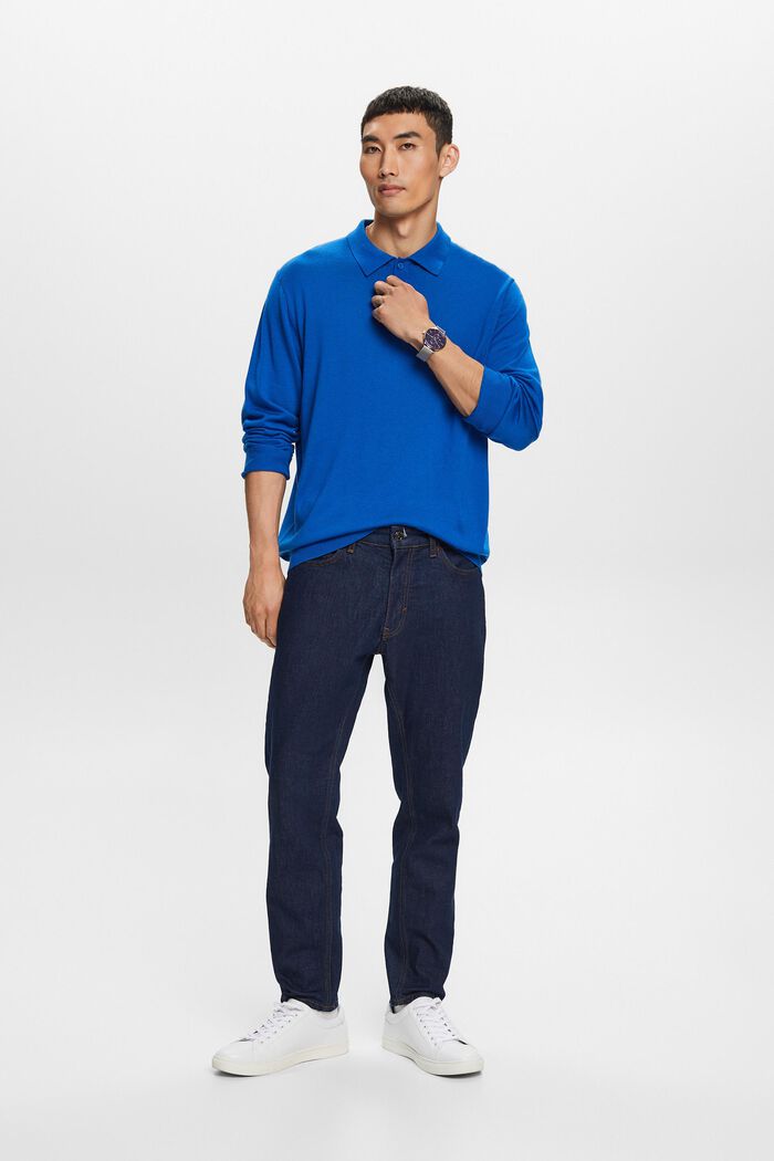 Wool Polo Sweater, BRIGHT BLUE, detail image number 0