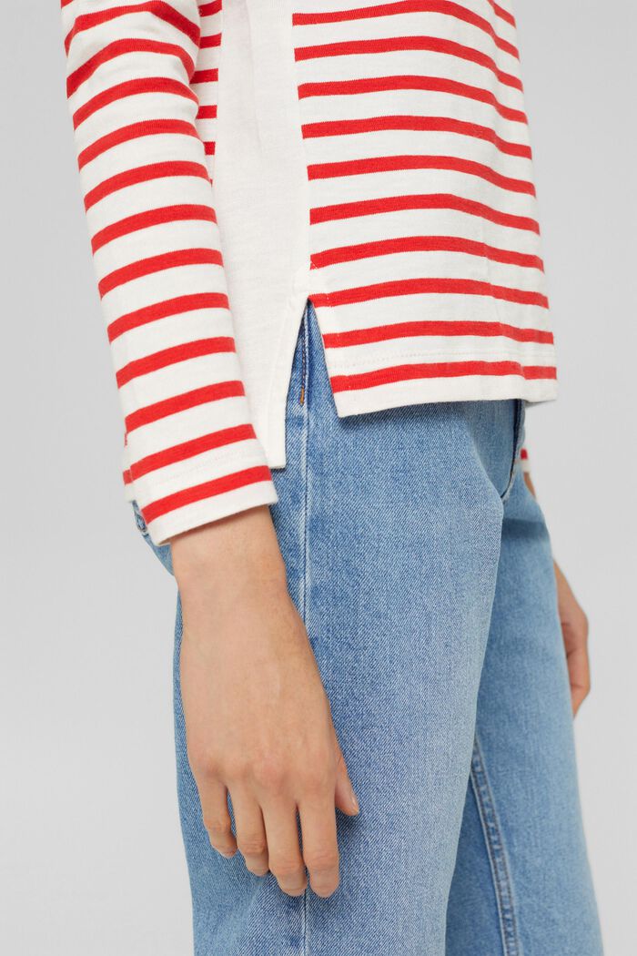 Striped long sleeve top in cotton, ORANGE RED, detail image number 5