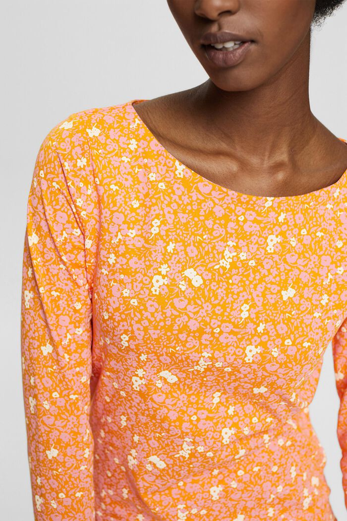 Long-sleeved top with all over print, ORANGE, detail image number 2