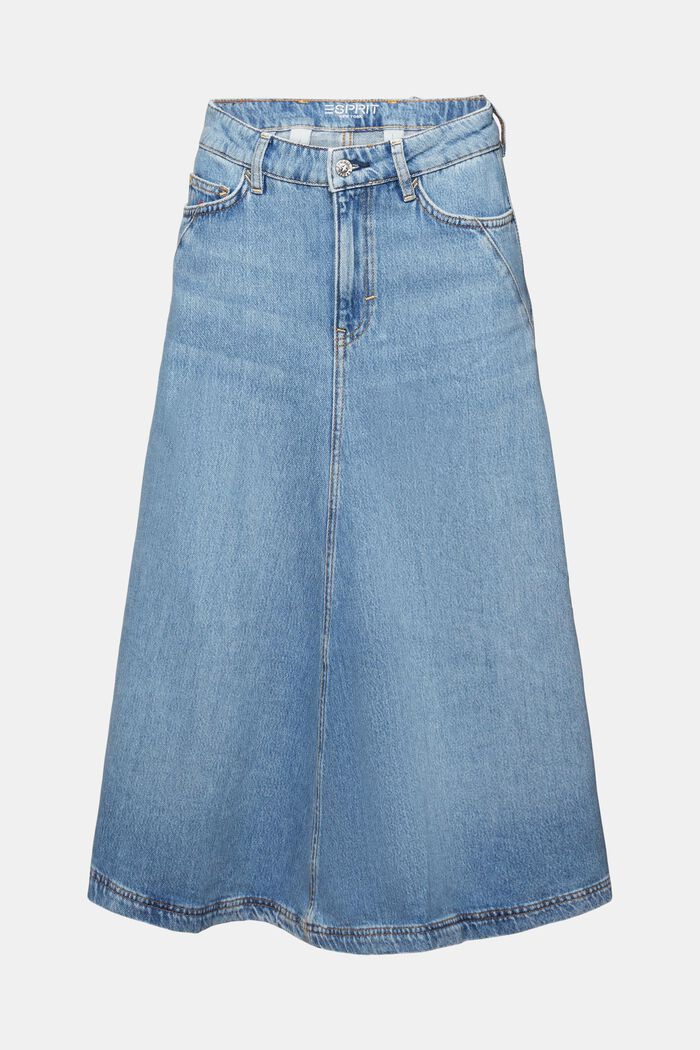 Jeans midi skirt, cotton blend, BLUE MEDIUM WASHED, detail image number 7