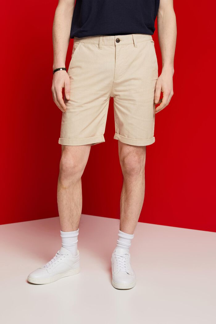 Two-tone chino shorts, LIGHT BEIGE, detail image number 0