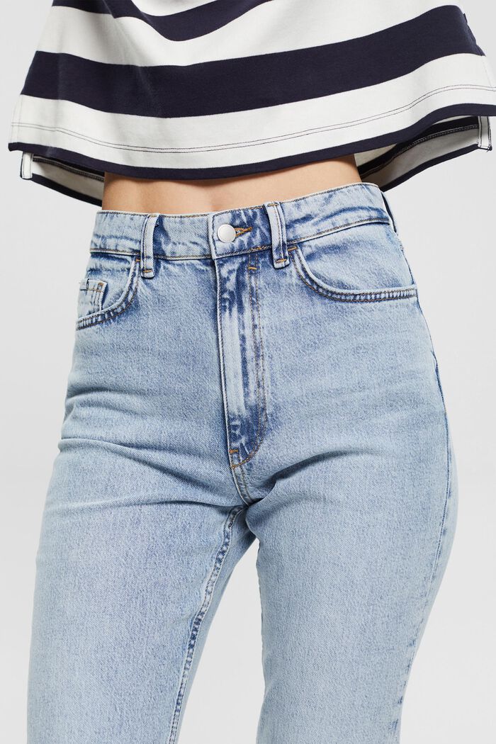 Cropped cotton blend jeans, BLUE LIGHT WASHED, detail image number 2