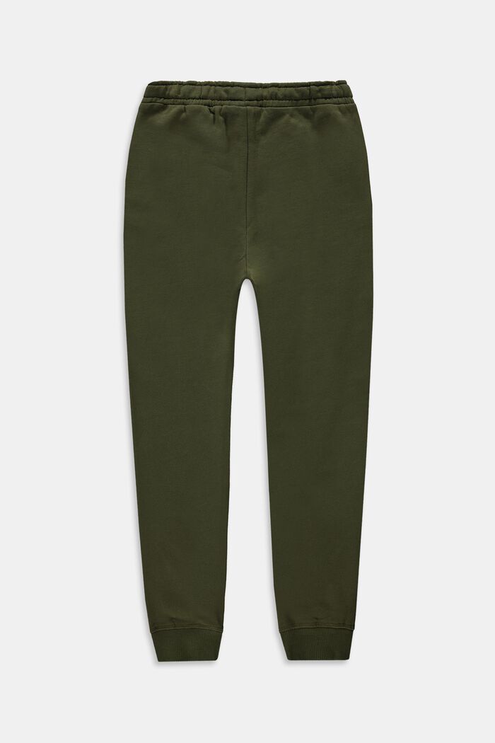 Tracksuit bottoms with a logo, 100% cotton, OLIVE, detail image number 1
