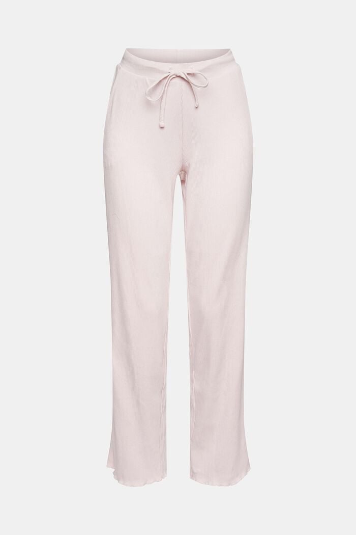 Pyjama bottoms made of ribbed jersey, PASTEL PINK, overview