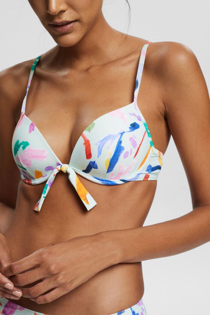 Made of recycled material: bikini top with a bow detail, LIGHT AQUA GREEN, detail image number 2