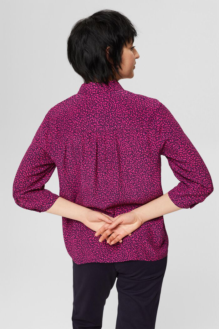 Patterned print blouse made of LENZING™ ECOVERO™, DARK PINK, detail image number 3