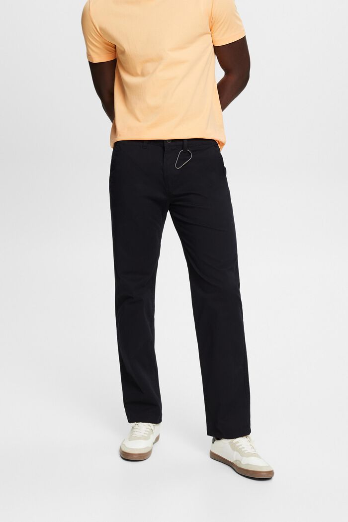 Straight chinos in organic cotton, BLACK, detail image number 0