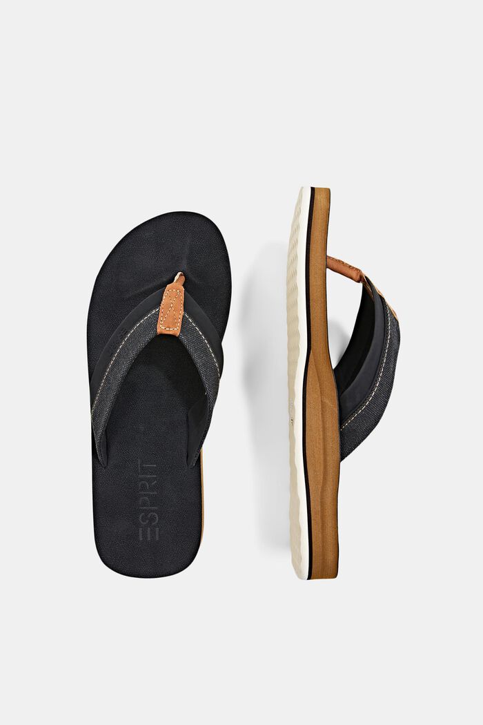 Thong sandals with material mix elements, BLACK, detail image number 1