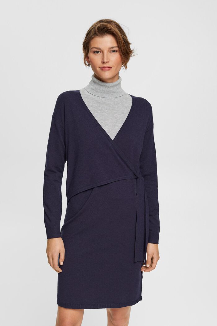 Knitted wrap dress, NAVY, detail image number 0