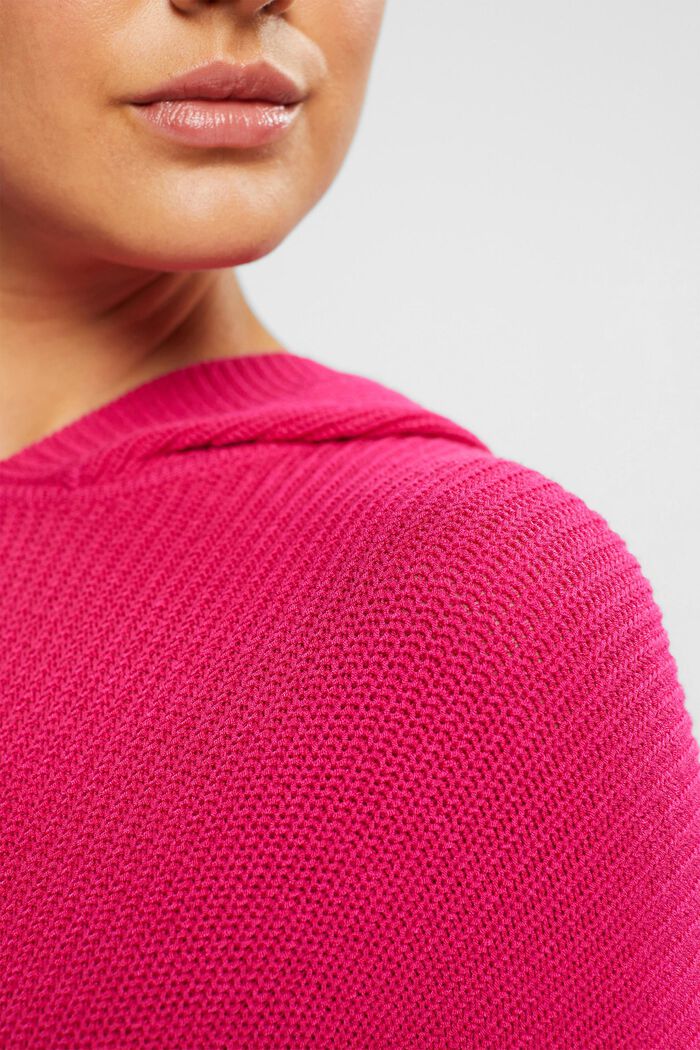 Knitted hoodie, PINK FUCHSIA, detail image number 2