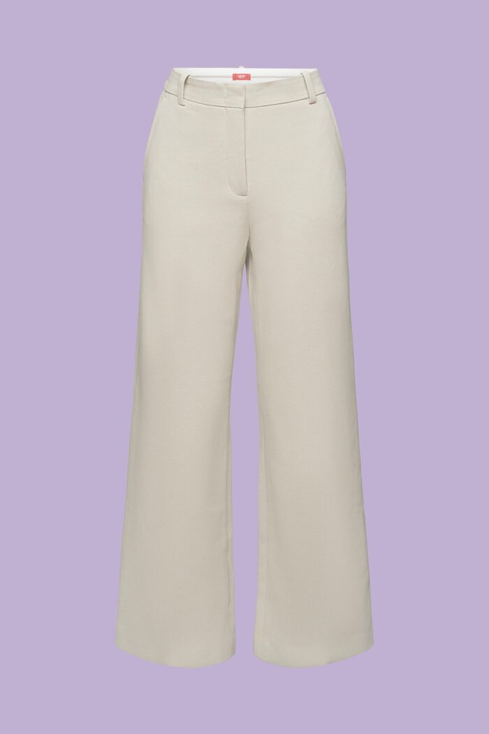 Organic Cotton-Blend Wide-Leg Trousers, LIGHT GREY, detail image number 6