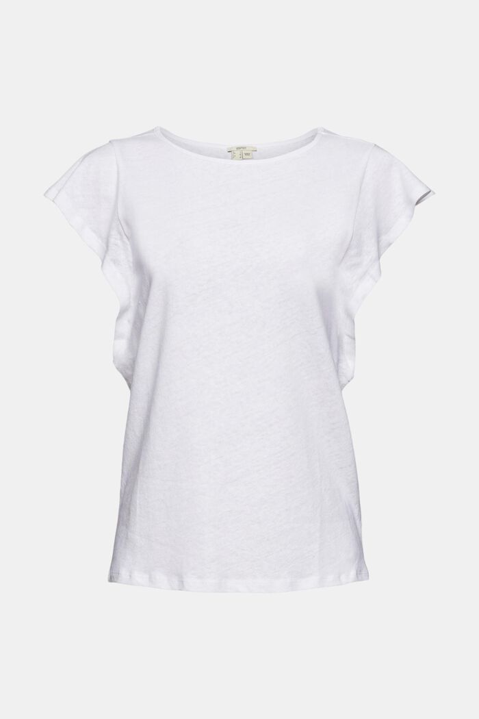 Linen blend: T-shirt with deep armholes, WHITE, overview