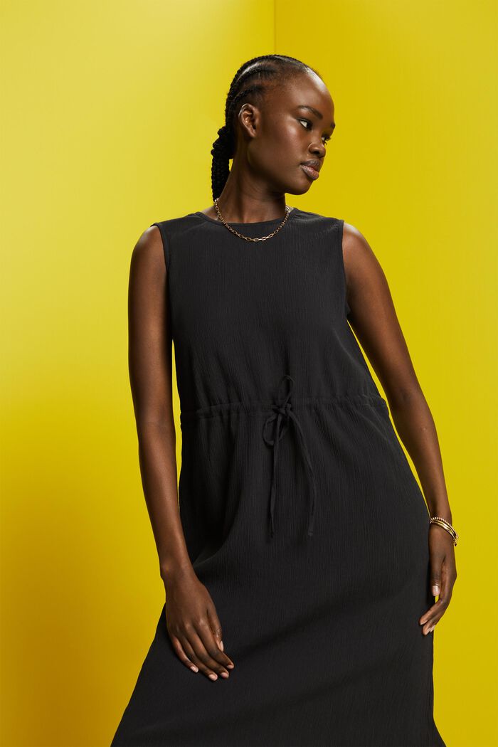 Crinkled maxi dress, BLACK, detail image number 0