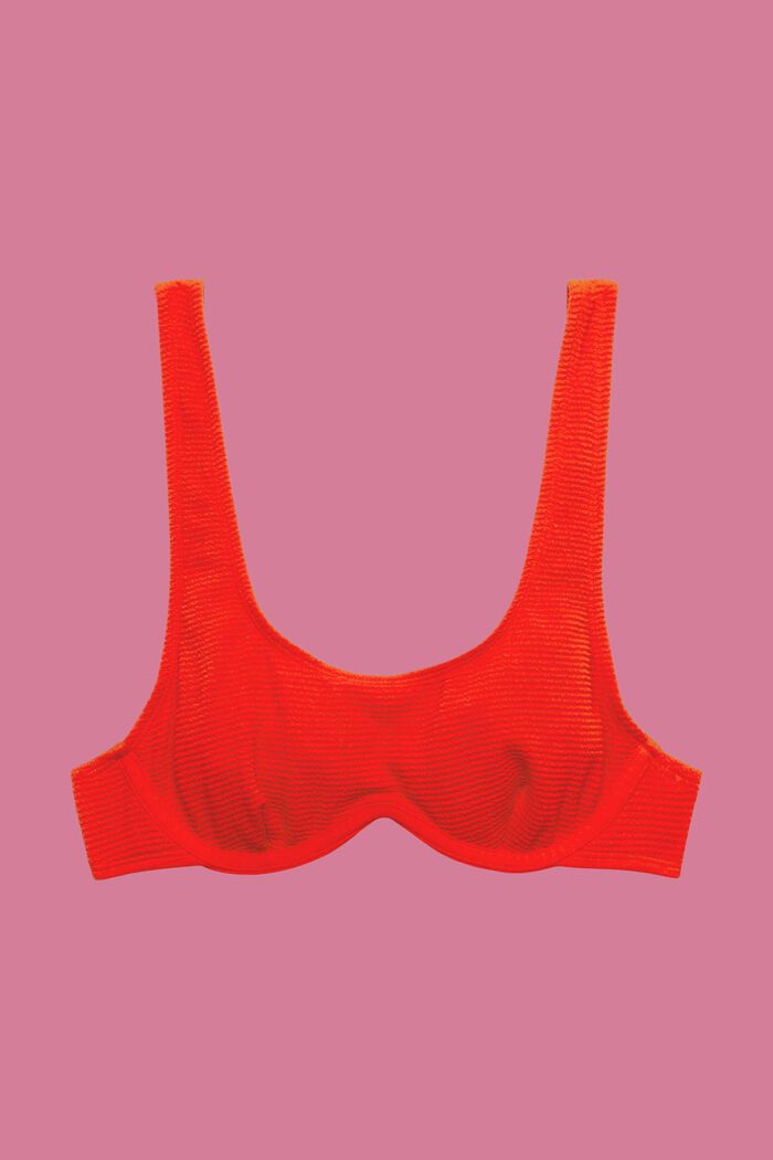 Textured bikini top with flexiwire, RED, detail image number 4