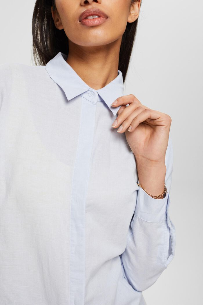 Linen blend oversized blouse, LIGHT BLUE, detail image number 0