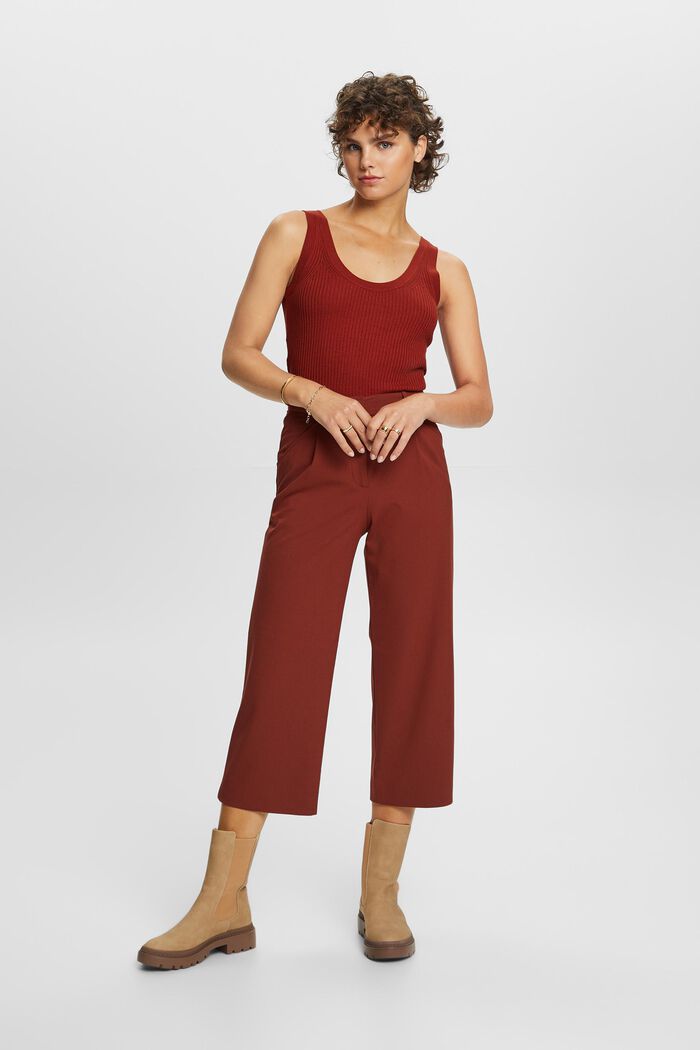 High-rise culottes with waist pleats, RUST BROWN, detail image number 5