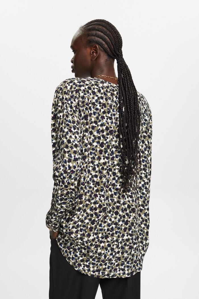 Patterned blouse, LENZING™ ECOVERO™, KHAKI GREEN, detail image number 3