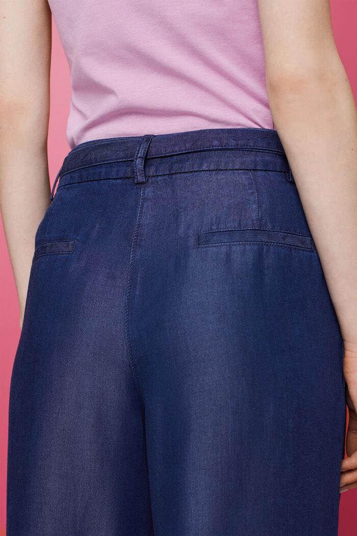 Cropped wide leg trousers, TENCEL™, BLUE DARK WASHED, detail image number 4