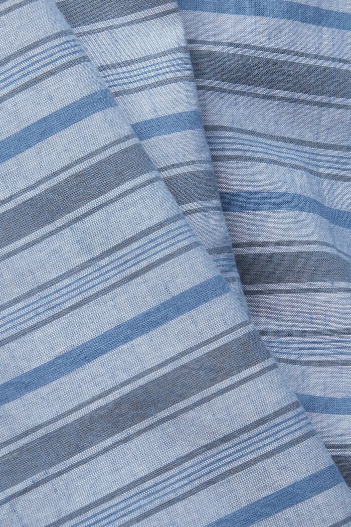Striped shirt in blended linen, BLUE, detail image number 4