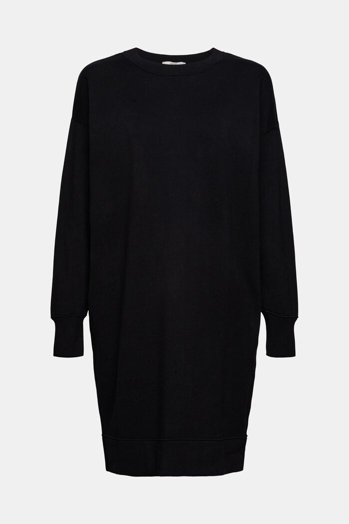 Oversized knit dress in blended cotton, BLACK, overview